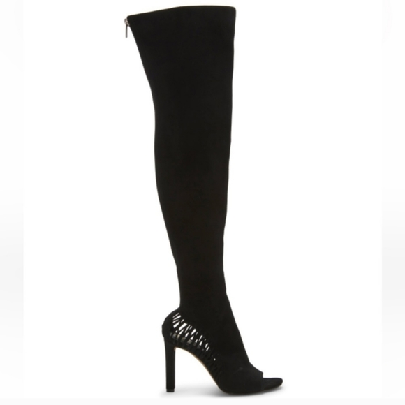 Vince Camuto Shassa Womens Suede Leather Peep Toe Over-The-Knee Boots - Picture 1 of 14